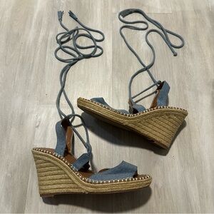 Rampage Blue Espadrilles Wedge Heels Sandals Sz 9.5M